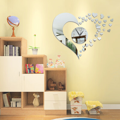 

DIY Love Acrylic Mirror Wall Clock Stickers Home Decor