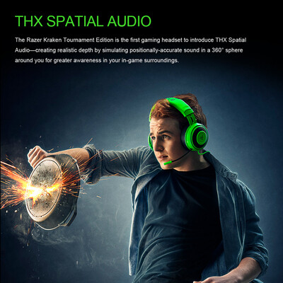 

Razer Kraken Tournament Edition Gaming Headset Headphone Earphone THX Spatial Audio Full Audio Control Cooling Gel GameChat Balan
