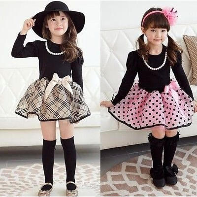

Christmas Baby Girls Princess Polka Dot Plaid Party Wedding Full Fancy Dress 2-7