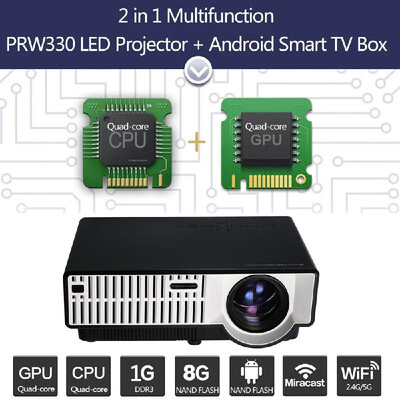 

PRW330 LED Projector Android 442 Smart TV Box 2800 Lumens Full HD 1080P 2 in 1 Multimedia Projector Home Theater Miracast Airp