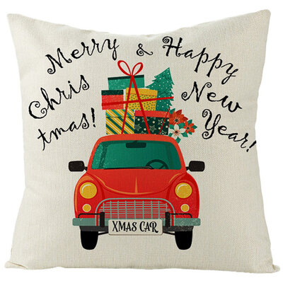 

40 Pattern New 18&quot Christmas Tree Santa Cotton Linen Throw Pillow Case Truck Sofa Car Throw Cushion Cover Home Decor