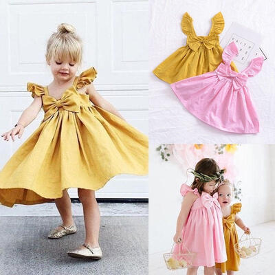 

Fashion Newborn Kids Baby Girls Princess Bow Dress Party Casual Clothes Outfit Summer 3M-3T