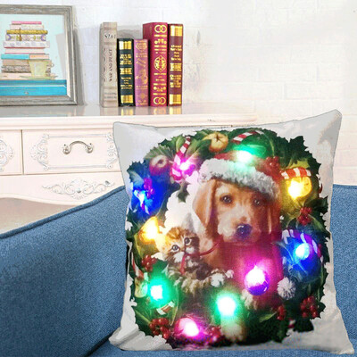 

Tailored Christmas Lighting LED Cushion Cover Home Decor Throw Pillowcase Sofa Flashing