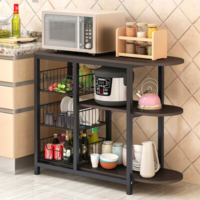 

Gobestart Kitchen Bakers Rack Microwave Oven Stand Workstation Shelf Storage Baskets