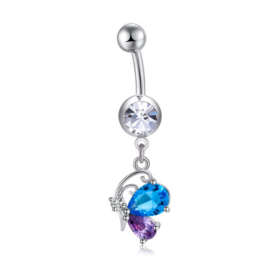 

Shinning Surgical Steel Heart Rhinestone Belly Ring Body Piercing Navel Jewelry