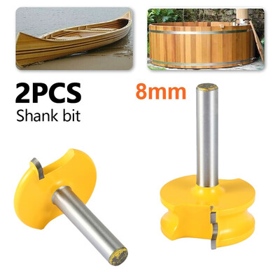 

2pcs 8mm Round Shank Woodworking Milling Cutter Canoe Flute Router Bit Cutter Cutting Tool Set
