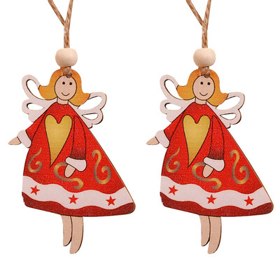 

Gobestart 2PC Wooden Hanging Christmas Santa Snowman Angel Ornament Xmas Party Home Decor