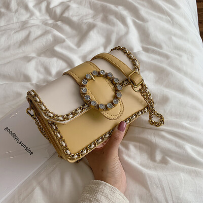 

Summer texture small bag Japanese&Korean hundred chain bag woman 2019 new fashion leisure one shoulder slanted bag