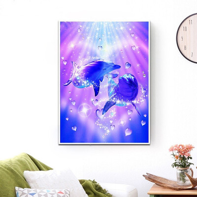 

Diamond Embroidery Dolphin Animal Sale Full Round Drill Diamond Painting Sea Picture Of Rhinestones Home Decoration Gift