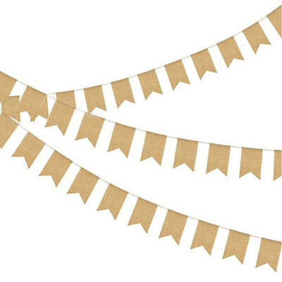 

Gobestart 15Pcs Burlap Banner Flag DIY Decoration for Home Office Wedding Party