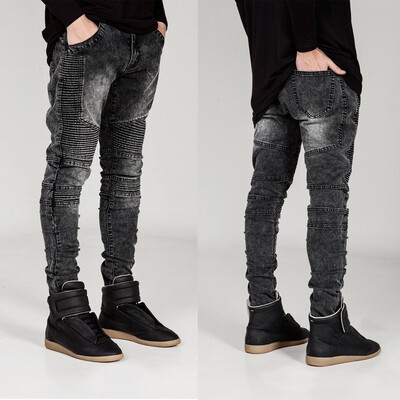

Tailored Mens Fashion Skinny Jeans Distressed Slim Elastic Jeans Denim Biker Jeans -5XL