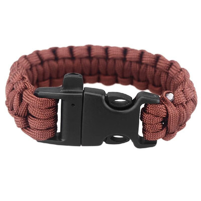 

Paracord Parachute Cord Emergency Survival Bracelet Rope with Whistle Buckle Outdoor Camping Brown