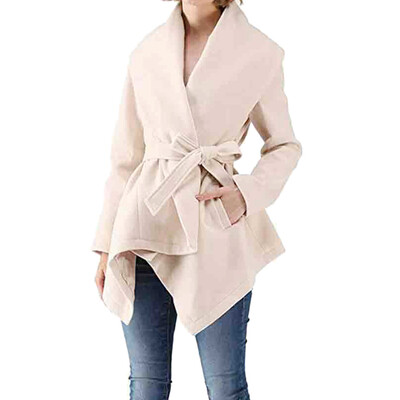 

Toponeto Womens Winter Waist Lapel Coat Trench Jacket Long Sleeve Overcoat Outwear