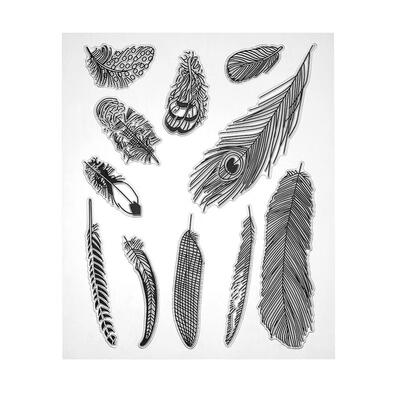 

DIY Cartoon Feather Transparent Clear Silicone Seal Stamp Album Cards Decor