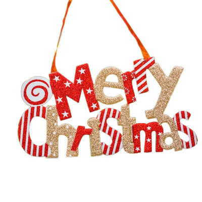 

12Inch Glittering Merry Christmas Letter Sign With Hanging String For Xmas Tree Home Door Window Decor