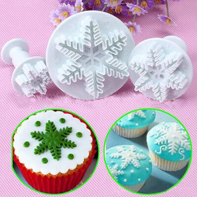 

Gobestart 3Pcs Snowflake Cake Decorating Fondant Plunger Cutters Mold Mould Cookies Tools