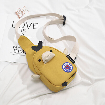 

Ins super fire fashion chest bag female 2019 new Korean version of the cartoon doll canvas slung cute mini girl bag