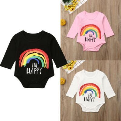 

US Toddler Newborn Baby Girl Boy Rainbow Romper Bodysuit Jumpsuit Outfit Clothes