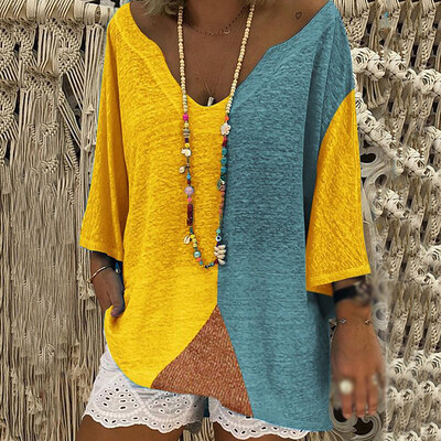 

Fashion Women 34 Sleeve Casual T-Shirt Summer Loose Pullover Tops Blouse M2XL