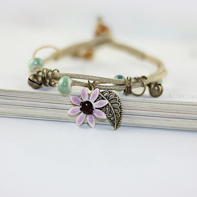 

Daisy Flower Bracelet Fashion Delicate Hand-woven Ceramic Beads Bracelet Originality Chinese Style Bracelet Adorn Article