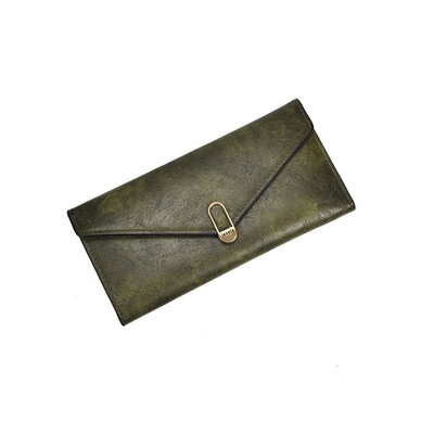 

Envelope Change Simple Ultra-thin Long Purse Womens Soft Leather Temperament Buckle Card Wallet Womens