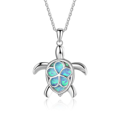 

JEAE Opal Turtles Necklace For Women Fashion Animal Wedding Jewelry 925 Silver Filled Chain Necklaces Pendants Gift jewelry