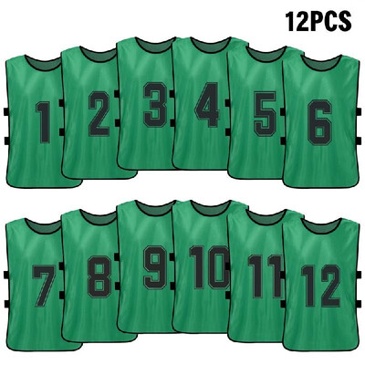 

12 PCS Kids Football Pinnies Quick Drying Soccer Jerseys Youth Sports Scrimmage Basketball Team Training Numbered Bibs Practice