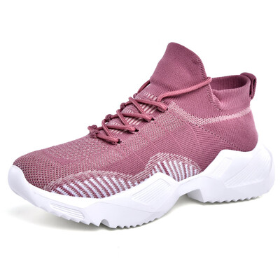 

Couple flying woven socks shoes sneakers student tide shoes high to help net red catwalk shoes breathable increase old shoes men