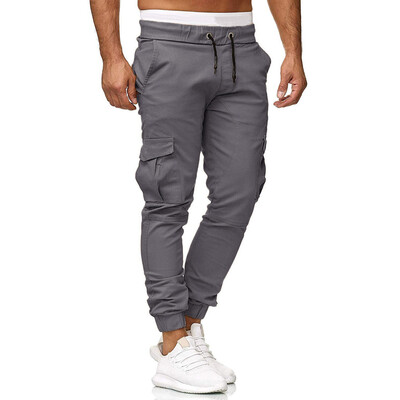 

Gobestart Men Sweatpants Slacks Casual Elastic Joggings Sport Solid Baggy Pockets Trousers