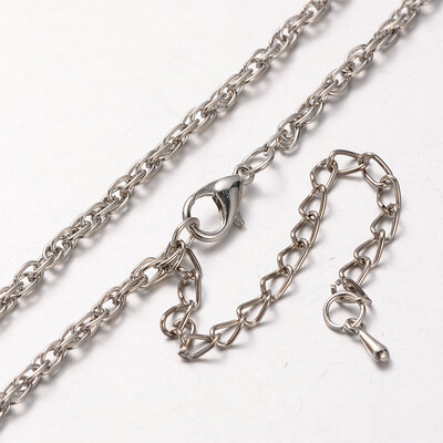 

Iron Rope Chain Necklace Makings with Alloy Lobster Claw Clasps&Iron End Chains Platinum 293"