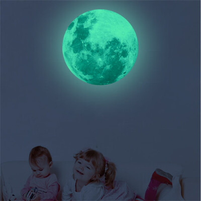 

〖Follure〗30cm 3D Large Moon Fluorescent Wall Sticker Removable Glow In The Dark Sticker