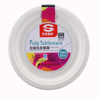 

SHUANG YU 9" Sugarcane Pulp Tray 10 Disposable Plate 13414