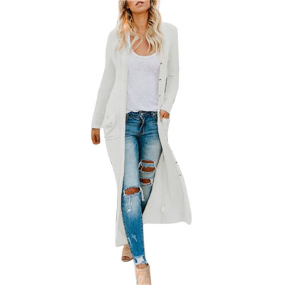 

Toponeto Womens Boho Long Sleeve Button Down Front Pocket Casual Long Knitted Cardigan