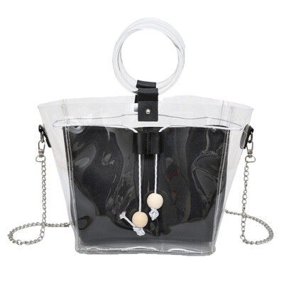

Tailored Women Shoulder Bag Clear Transparent Drawstring Girls Composite Bag Handbags