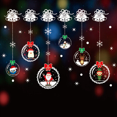 

2020 New Merry Christmas Window Shop Wall Sticker Decals Snowflake Santa Claus Home Wall Art Xmas Decor