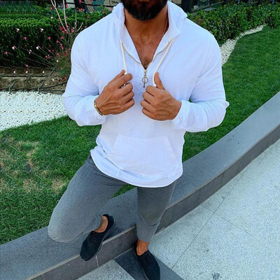 

Mens Casual Long Sleeve Tops Drawstring Hoodie Slim Fit Sports Sweater Pullover