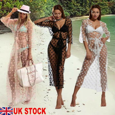 

Womens Chiffon Dot Bikini Cover Up Summer Kimono Cardigan Swimwear Beach Dress