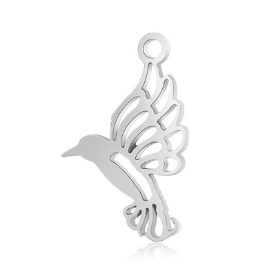 

304 Stainless Steel Pendants Bird Stainless Steel Color 185x13x1mm Hole 15mm