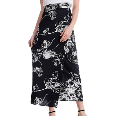 

Womens Summer Beach Casual Printed Maxi Skirt Retro Boho Holiday Loose Bottoms