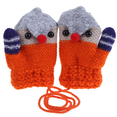 

Winter Cute Cartoon Bird Children Knitted Elastic Fleece Thick Gloves