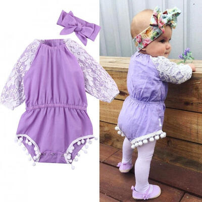 

Cute Newborn Baby Girl Lace Floral Romper Jumpsuit Bodysuit Outfit Sunsuit Clothes