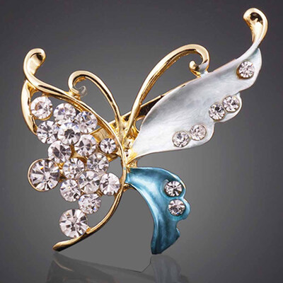 

1X Multicolor Crystal Beautiful Butterfly Shape Brooch Pin Jeans Collar Prom