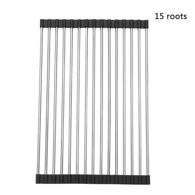 

Roll-Up Over the Sink Multipurpose Stainless Steel Dish Fruit&Vegetable Drying Rack Folding Kitchen Shelf Sink Drain Rack