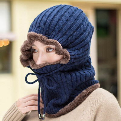 

Winter Mens Women Warm Ski Beanie Cap Knit Snow Hat Skull Scarf Balaclava 2 in 1