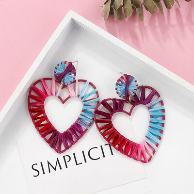 

Flashbuy Heart Handmade Rattan Statement Earrings for Women Rafite Earrings Pendientes Fashion Girls Jewelry Party Accessories