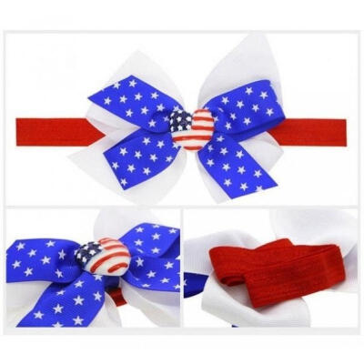 

43inch bow Baby Toddler Kids American National Day Star Headbands Flower Bowknot Princess Hairband Belt Accessories