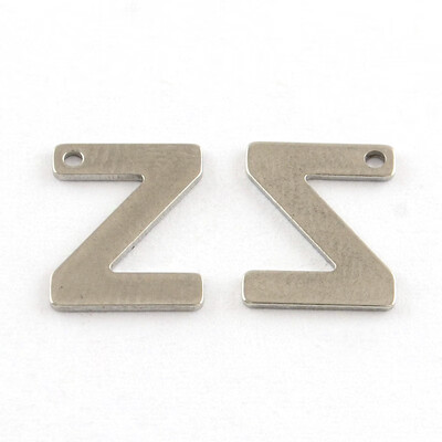 

304 Stainless Steel Letter Charms LetterZ 11x85x05mm Hole 1mm