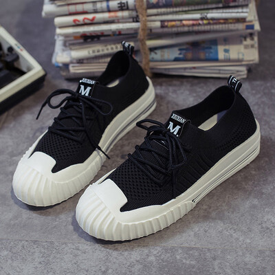 

Female socks shoes summer net red 2019 new fly woven breathable Joker casual shoes net red Hong Kong wind retro cookie shoes tide