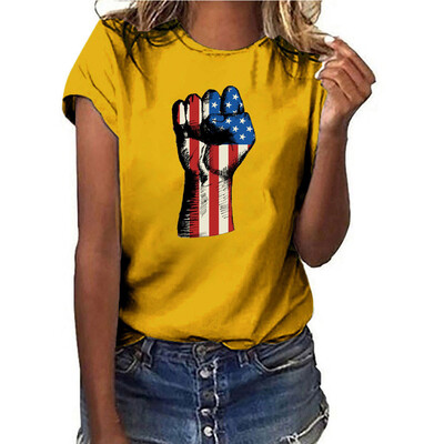 

Starmoon Women Plus Size National Flag Independence Day Print Short Sleeve T-Shirt Tops