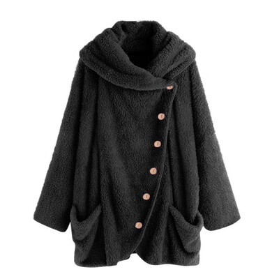 

Toponeto Women Casual Solid Turtleneck Big Pockets Cloak Coats Vintage Oversize Coats